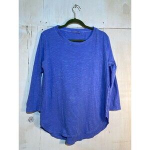 Fresh Produce Womens Periwinkle Heavyweight 3/4 Sleeve Cotton Top Sz Small/Med